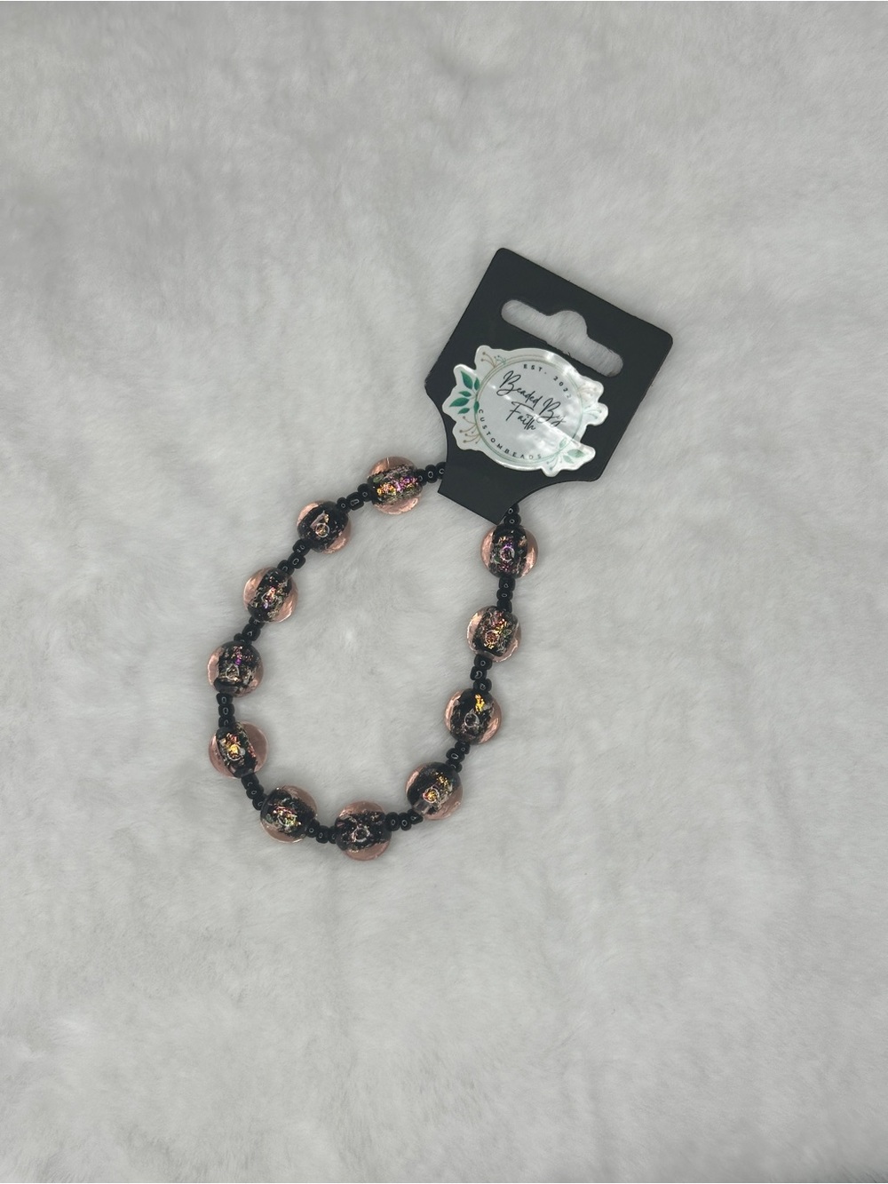 Beaded Bracelet with Rose Gold Accent Beads -